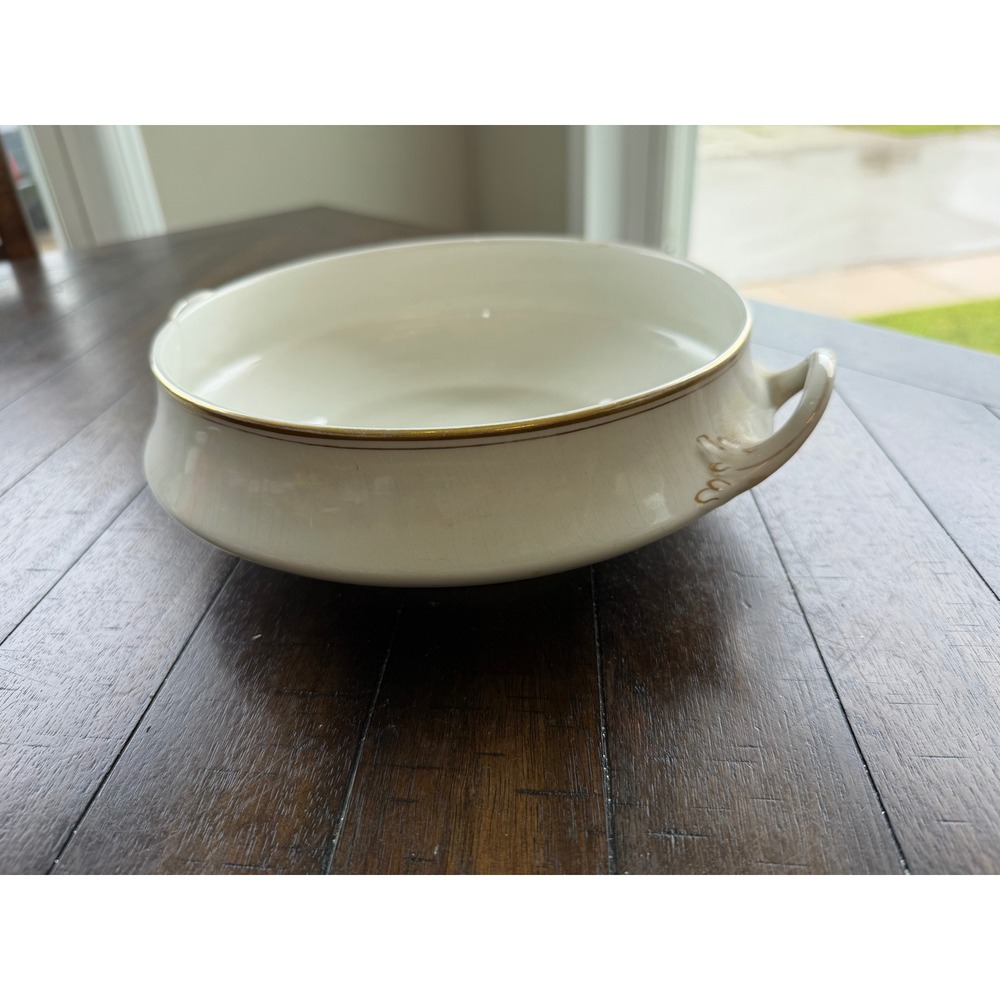 Vintage J & G Meakin Hanley England Ironstone Serving Bowl Gold Trim Cream